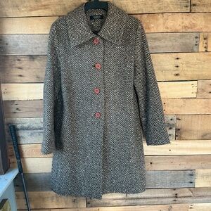 Vintage Ansich Brown Tweed Wool Coat Old Money Academia Classic Preppy Y2K‎ S-M?